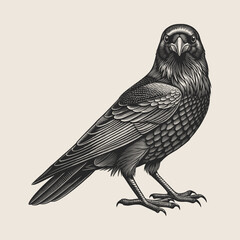 Naklejka premium Illustrated Crow Engraving Style Isolated