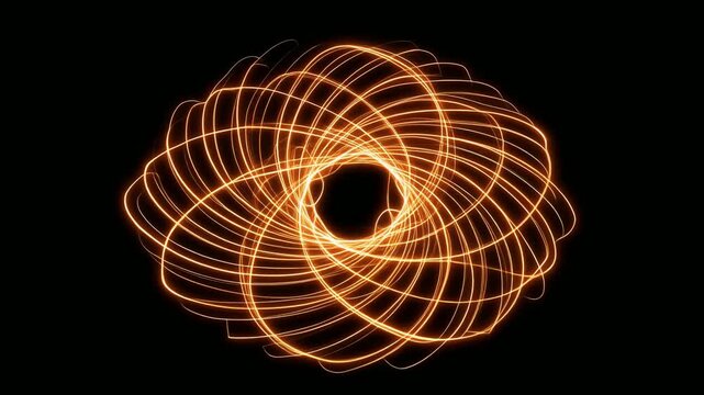 美しい対称模様を描き続ける発光する曲線