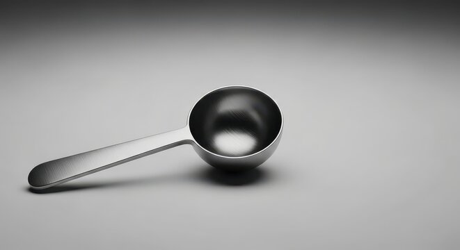 Stainless Steel Measuring Scoop on Neutral Background.