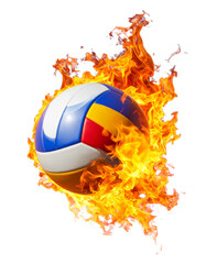 Fototapeta premium Flying Volleyball Engulfed in Flames isolated on transparent or white background