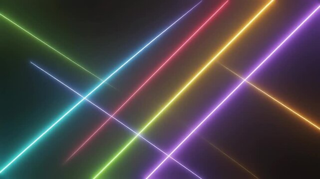 シンプルで幾何学的な虹色の光の交差
