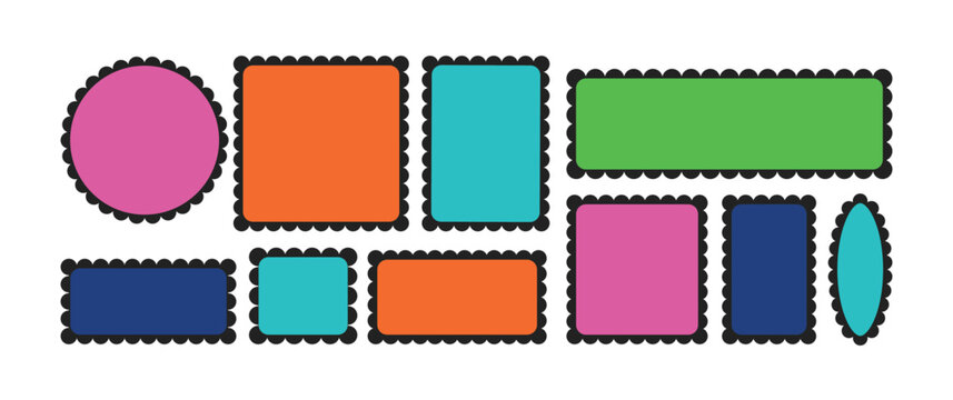 A vibrant collection of colorful geometric shapes and forms displayed on a white background ideal