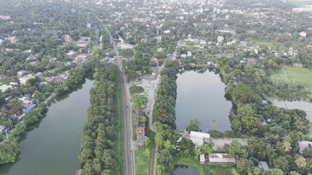 Drone Pullback from Historic Jagati Railway Station Bangladesh