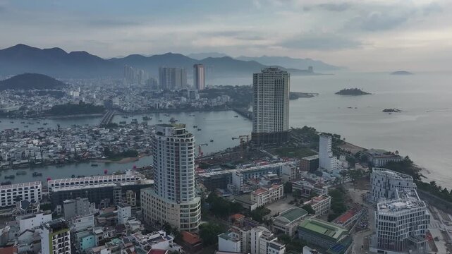 Aerial view of Nha Trang city skyline in Vietnam