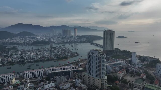 Aerial view of Nha Trang city skyline in Vietnam