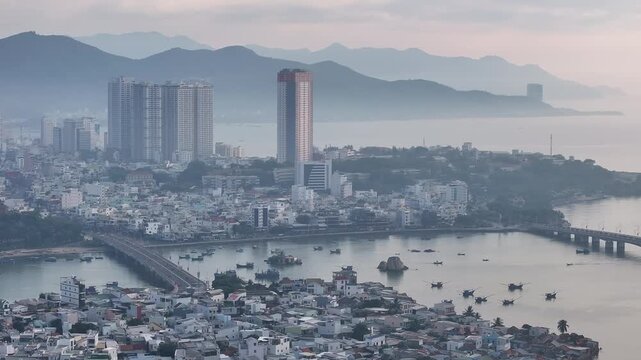 Aerial view of Nha Trang city skyline in Vietnam