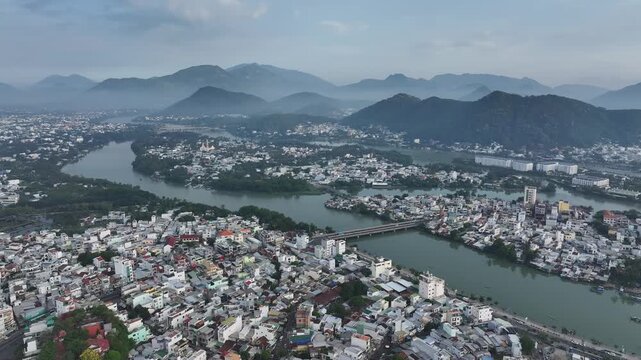 Aerial view of Nha Trang city skyline in Vietnam