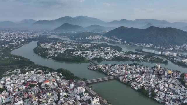 Aerial view of Nha Trang city skyline in Vietnam