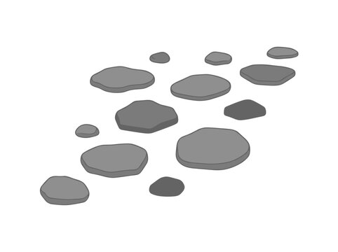 Flat grey stepping stones path vector illustration isolated on white