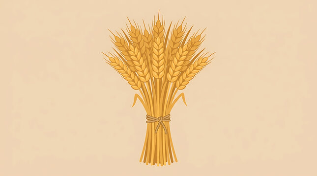 Bundle of golden wheat ears tied with a string