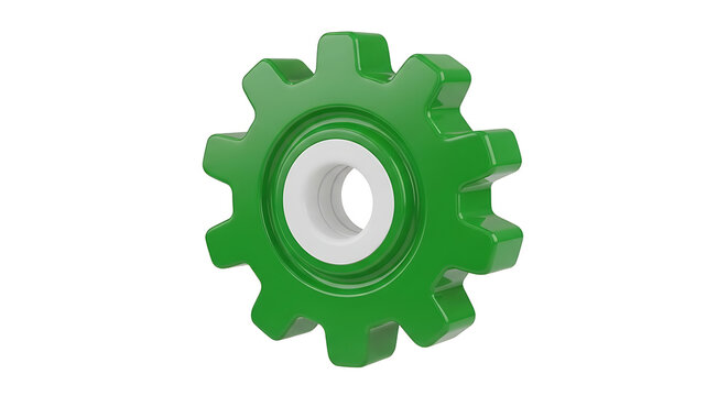Green gear icon with interlocking teeth