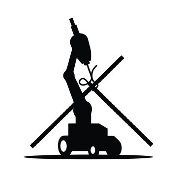 Silhouette of a woman with a drill on transparent background