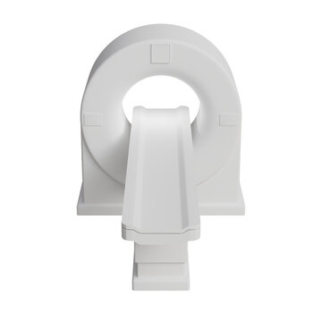 Medical scanner 3D render in matte white plastic shown from a front view isolated on a transparent background for diagnostic technology concepts.