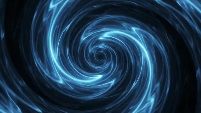 Glowing blue fiber optic threads transmit high speed digital data information through dark space as dynamic motion animation video footage