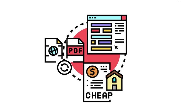 Digital technologies and internet development processes including coding, pdf files, and online property listings, working to create a web page