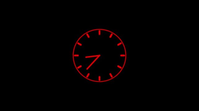 Futuristic neon blue analog clock with rapidly rotating hands on a black background. Sports training diagnostic tools employ a time watch animation monitoring clip. Responsive time watch animation. 