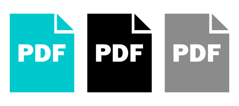 Set of PDF file format icons for digital document management and web interface design