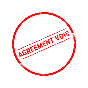 A bright red circular rubber stamp graphic featuring the text agreement void isolated on a clean white background for professional business document use