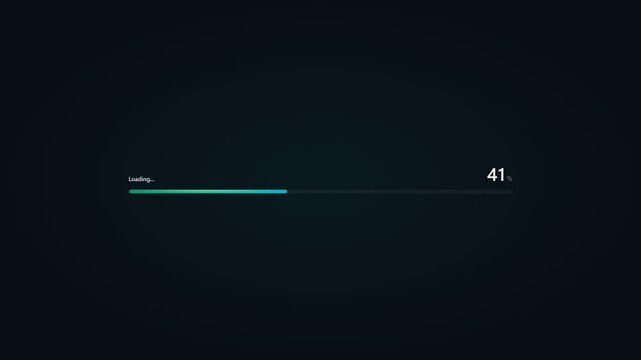 Digital loading bar indicating data processing or software installation progress on a dark background, illustrating a system update or file download status