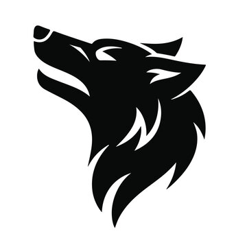 Black silhouette of a howling wolf vector icon