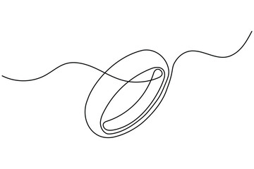 Obraz premium Ring continuous line art depicting a minimalist single line loop illustration on white background with editable stroke vector.