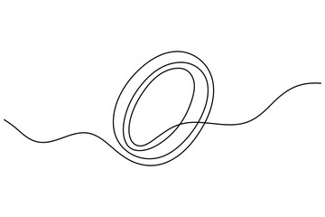 Obraz premium Ring continuous line art depicting a minimalist single line loop illustration on white background with editable stroke vector.