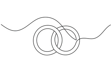 Obraz premium Ring continuous line art depicting a minimalist single line loop illustration on white background with editable stroke vector.