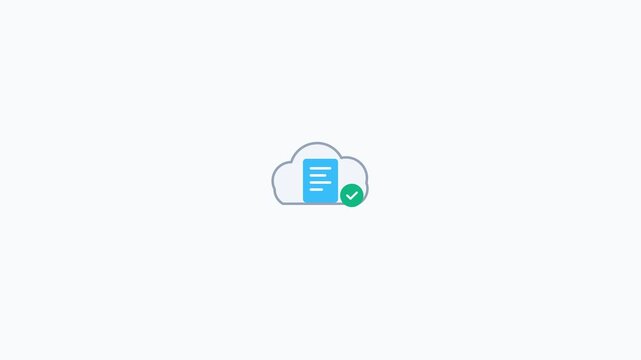 Document paper converting to digital file uploading to cloud storage animation