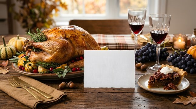 A beautifully set thanksgiving table featuring a golden roasted turkey vibrant autumn colors and inviting dishes promises a heartwarming and memorable celebration with