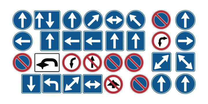 Road Signs featuring mandatory and prohibitory traffic signals for urban navigation, driving regulations, roadway safety, vehicle control, and transportation