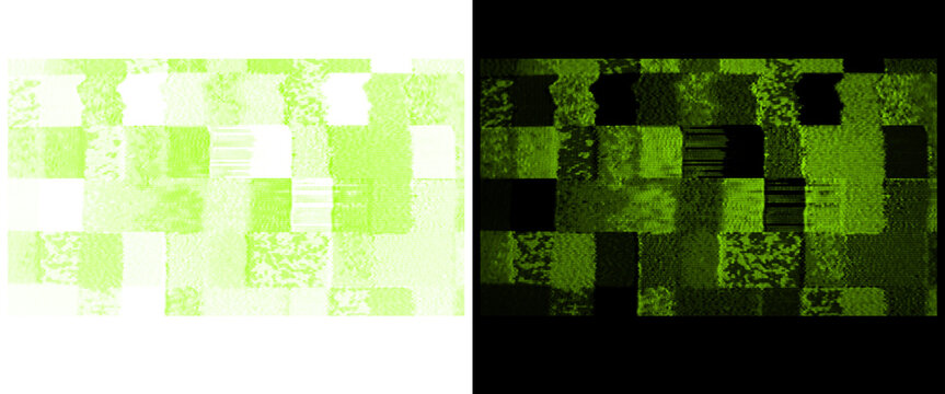Abstract green glitch art texture, digital noise background on black and white, cyber punk tech pattern