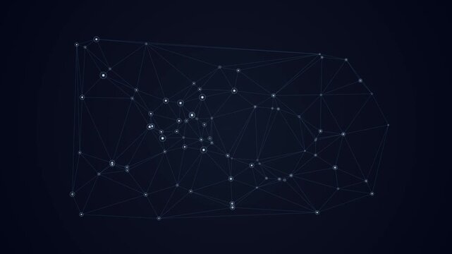Silver Arctic Blue Geometric Mesh with Shifting Delaunay Triangulation and Pulsing Nodes