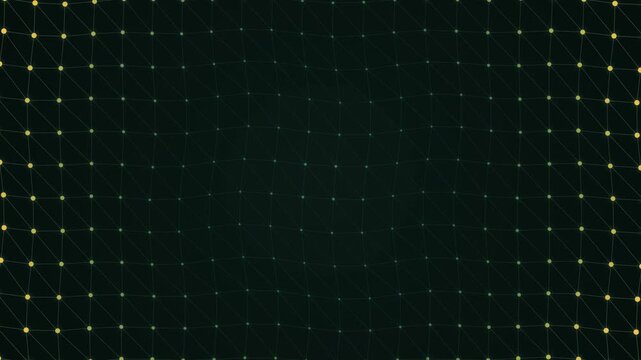 Emerald Green Geometric Lattice with Pulsing Golden Intersections