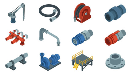 Obraz premium Industrial machinery and mechanical components collection.