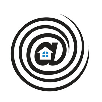at sign (@) with house logo