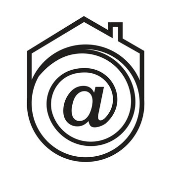 at sign (@) with house logo