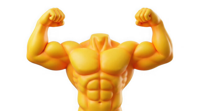 Yellow muscular torso showing off big strong arm muscles