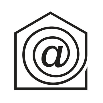 at sign (@) with house logo