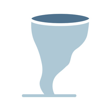 Icon Tornado single flat cyclone funnel weather storm disaster wind symbol minimalist graphic illustration blue