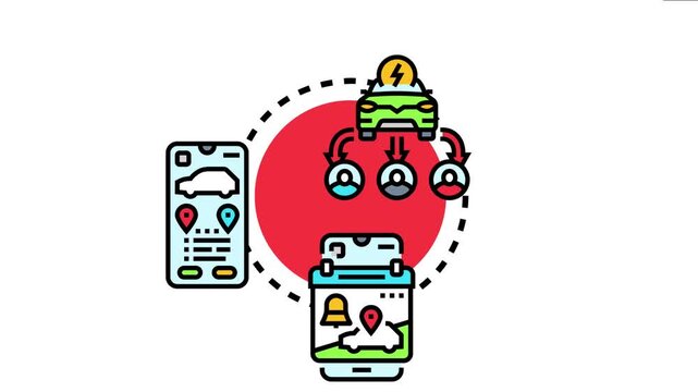 Car sharing service connecting drivers and multiple riders via mobile applications, modern transportation, sustainable urban mobility, and convenient digital solutions