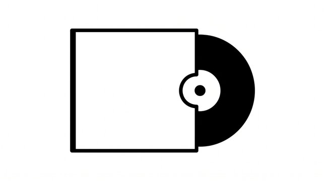 Black silhouette icon of a vinyl record in a sleeve with music album