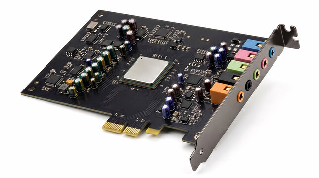 Internal sound card with audio components and ports