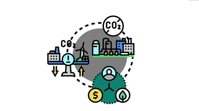 Carbon emission balance concept industrial activities, human responsibility, and environmental efforts contributing to achieving a balanced ecosystem and net zero future