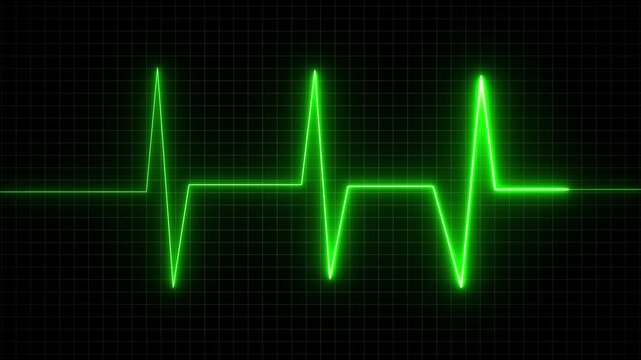 ECG monitor beating heart with a neon electrocardiogram overlay, featuring dynamic HUD elements, seamless and loop motion animate footage.