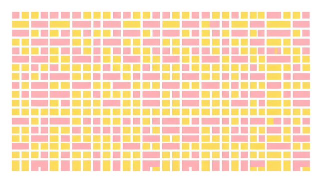 Abstract geometric pattern with pink and yellow rectangles isolated on transparent background
