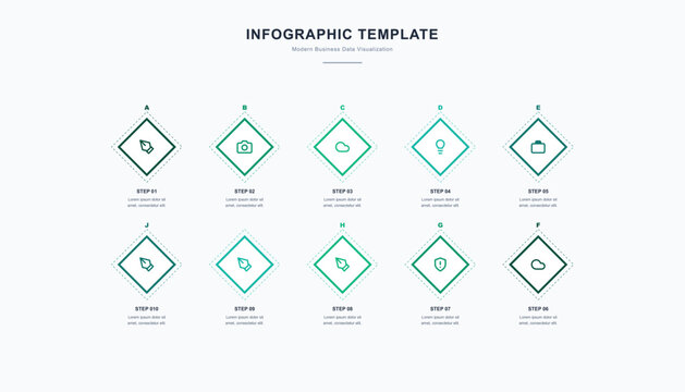 Minimalist infographic template. Business presentation design with icons. Green flat vector set. Professional layout on white background for corporate projects.