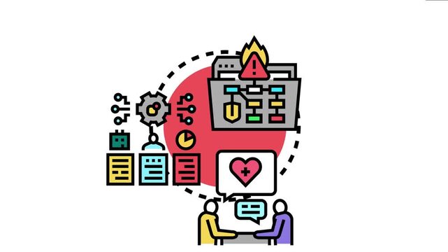 Care management planning illustrates people collaborating on health strategies, organizing data, and implementing systematic processes to address health challenges and ensure well being