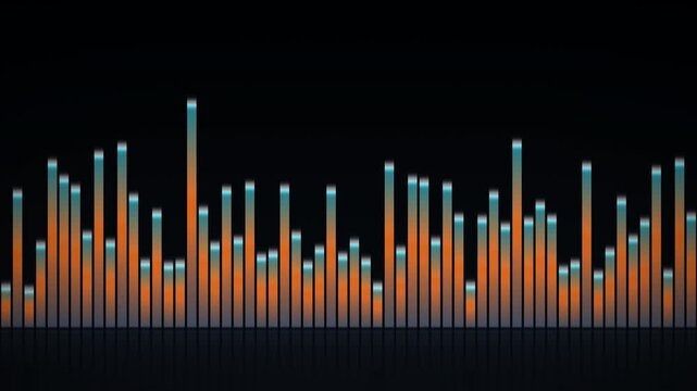 A vibrant digital audio equalizer visualizes sound waves with fluctuating bars, perfect for illustrating music, technology, or data analysis concepts.