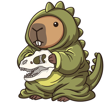 Capybara in an dino costume