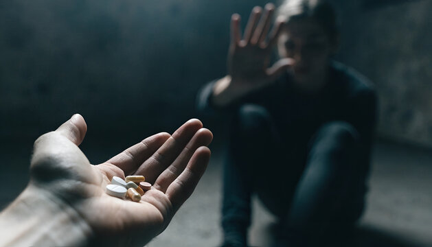 Pills and Emotional Struggle &mdash; Concept of Addiction and Mental Health